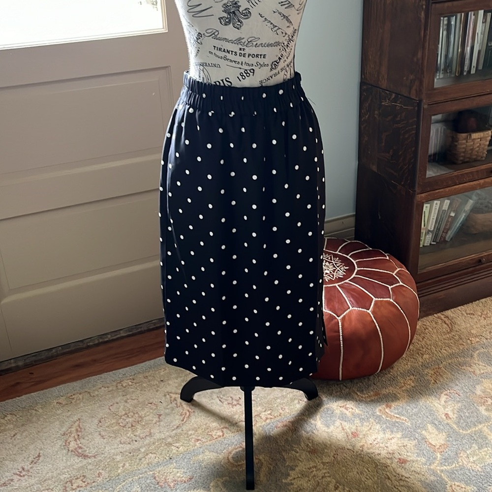 J. Crew Black Polka Dot A-Line Skirt